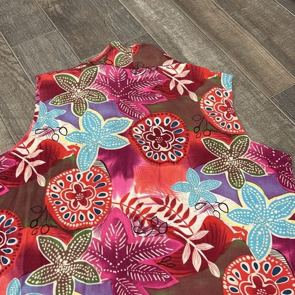 Parisian Signature Silk Blend Sleeveless Floral Hawaiian Top Size XL - Picture 4 of 4